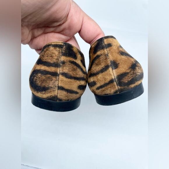 Prada Black Brown Leopard print calf hair Pointed toe ballet flats EU 39.5 - Picture 10 of 11